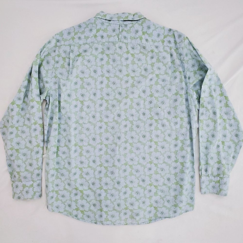 Title Banana Republic Dress Shirt Green Floral Dotted Button-Up SHIRT Size Large - Picture 2 of 3